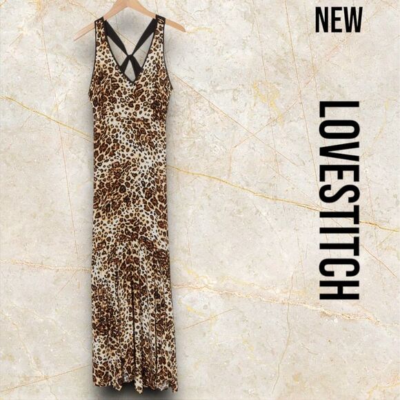 New NWT Lovestitch Leopard Print Sleeveless Maxi Dress - Small - Picture 3 of 4